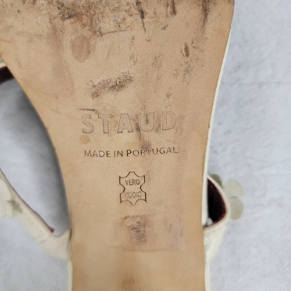​STAUD Skylar Cream Croc-Embossed Leather Floral Block Heel Mules - Portugal - Picture 11 of 13
